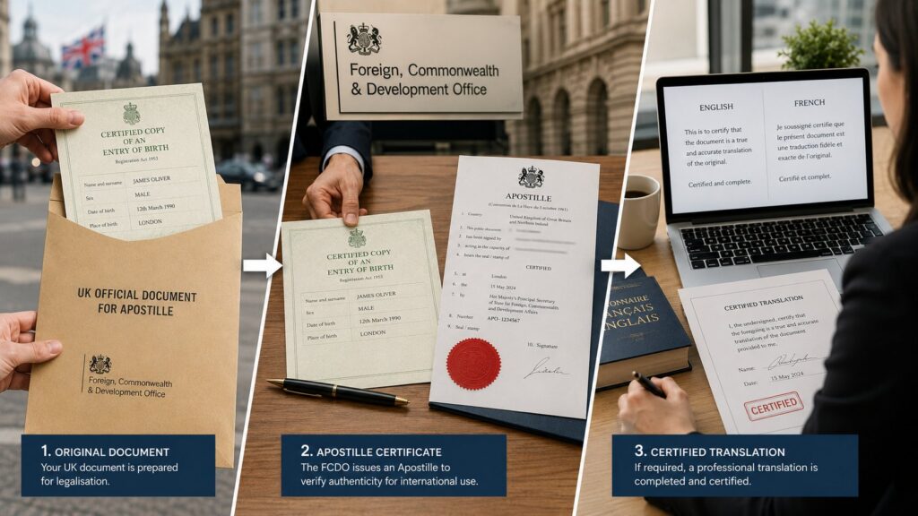 Apostille itself need to be translated for UK documents
